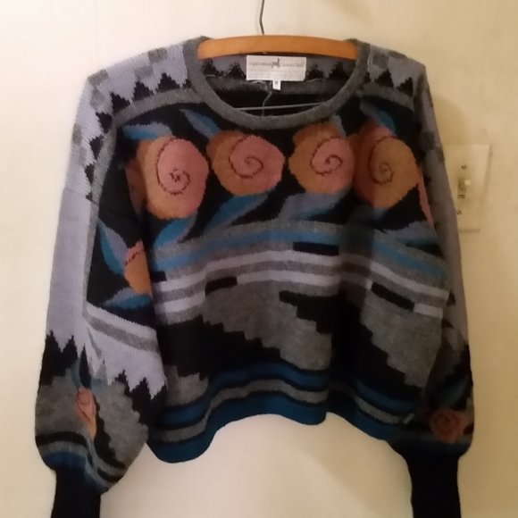 Peruvian Connection Sweaters - Peruvian Connection Sz M Sweater gray pattern - Alpaka handmade - FLAW